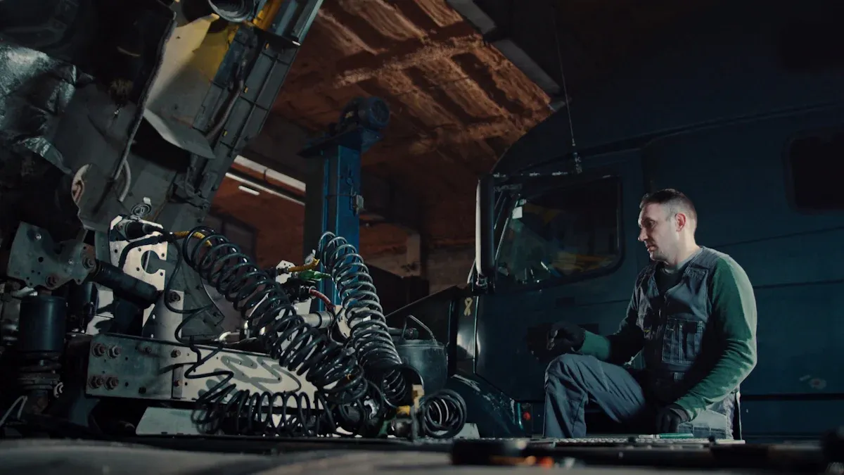Remove Old Daewoo Excavator Engine Parts