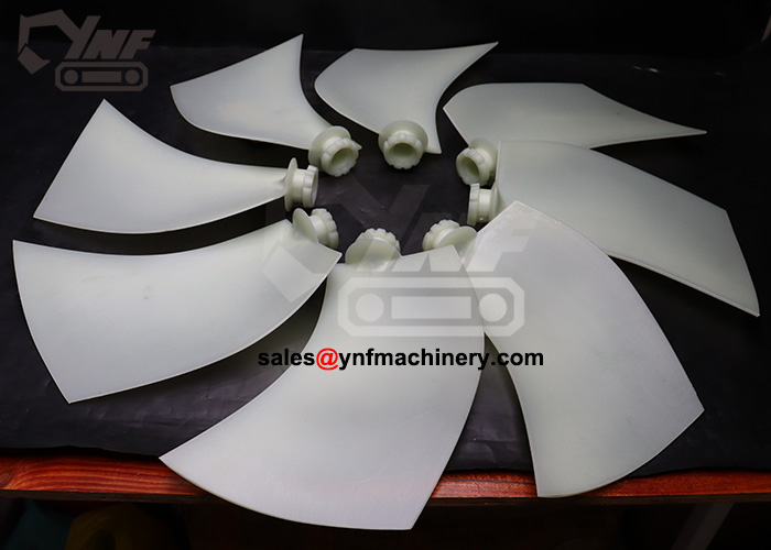 Excavator radiator fan blade replacement
