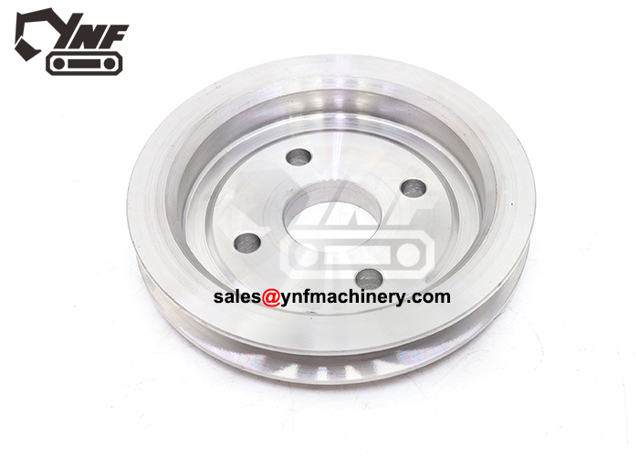 Excavator engine belt pulley