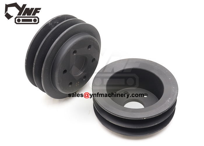 Excavator engine accessory pulley