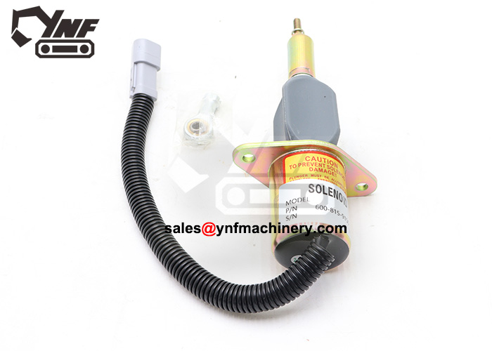 Excavator fuel shutoff solenoid