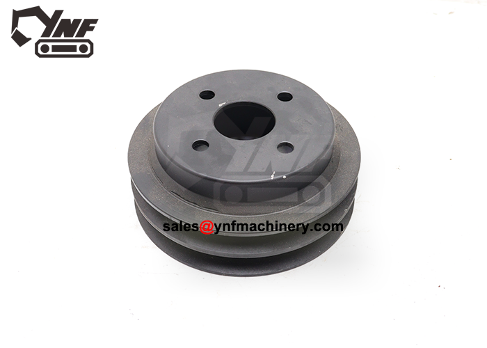 Engine crank pulley double slot