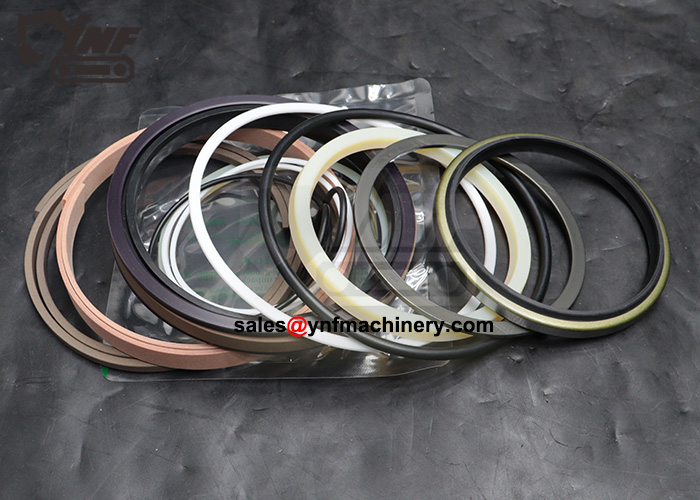 R320-7 boom cylinder seal kit showing piston seals and rod seals