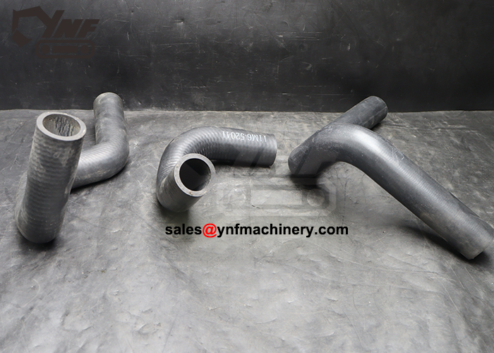 Excavator water hose assembly with upper middle and lower hoses