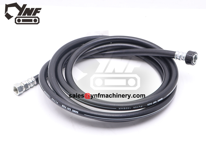 Excavator high pressure hose assembly with fittings