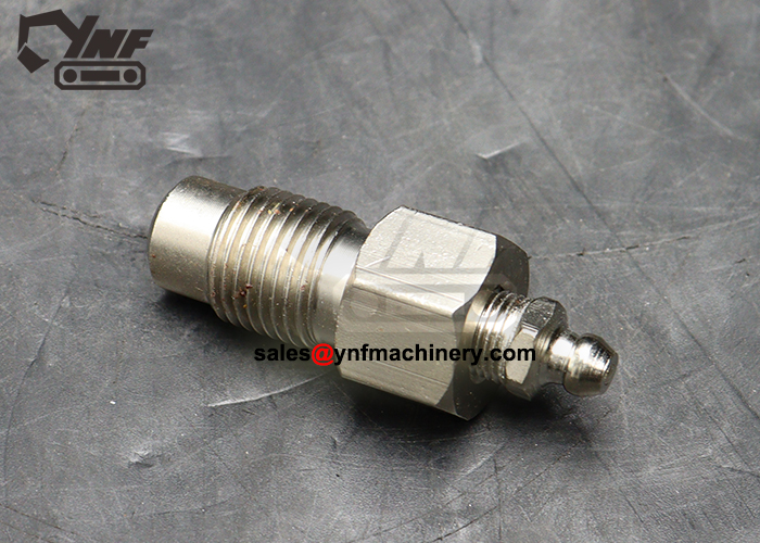 Excavator track tensioner grease fitting replacement