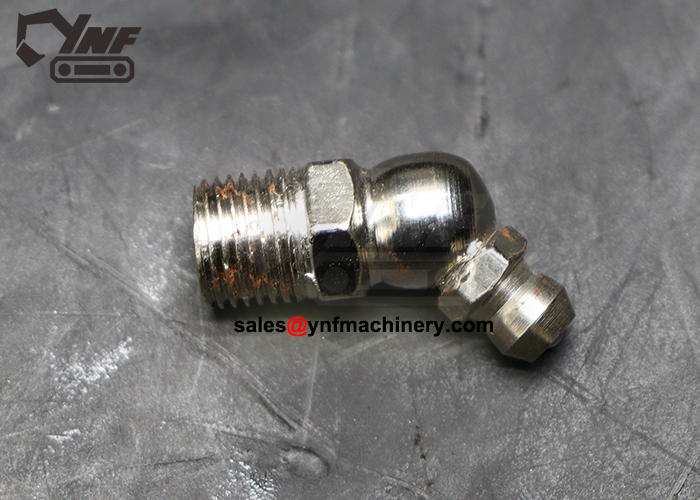 45 degree lubrication fitting for pin and bushing service