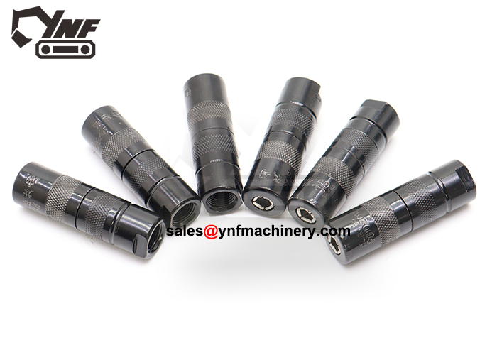 Grease gun fitting connector for pin and bushing maintenance