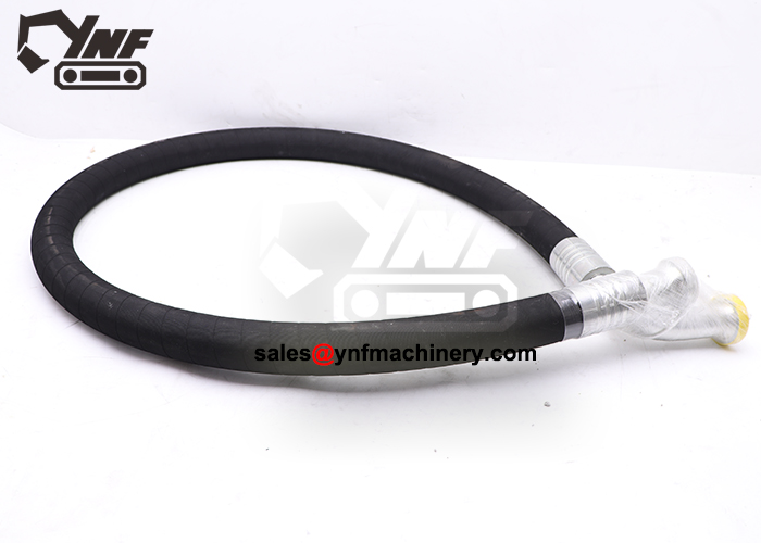 Excavator pressure hose with crimped end fittings