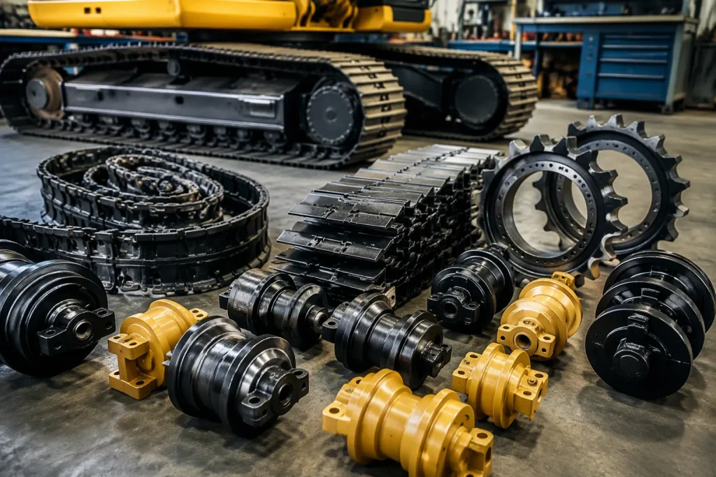Großhandel mit Fahrwerksteilen für Bagger und deren Hauptkomponenten