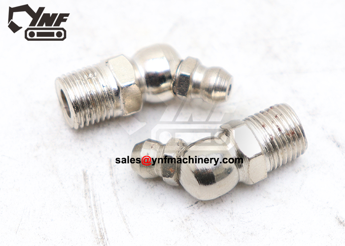 Excavator pin grease fitting 45 degree type