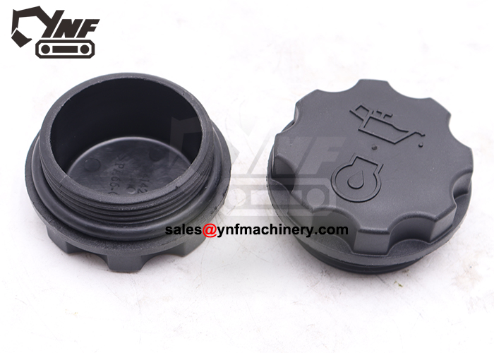 Excavator engine oil filler cap replacement