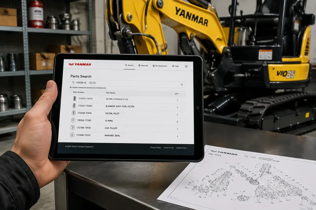 Find Yanmar Excavator Parts by Model Number Easily