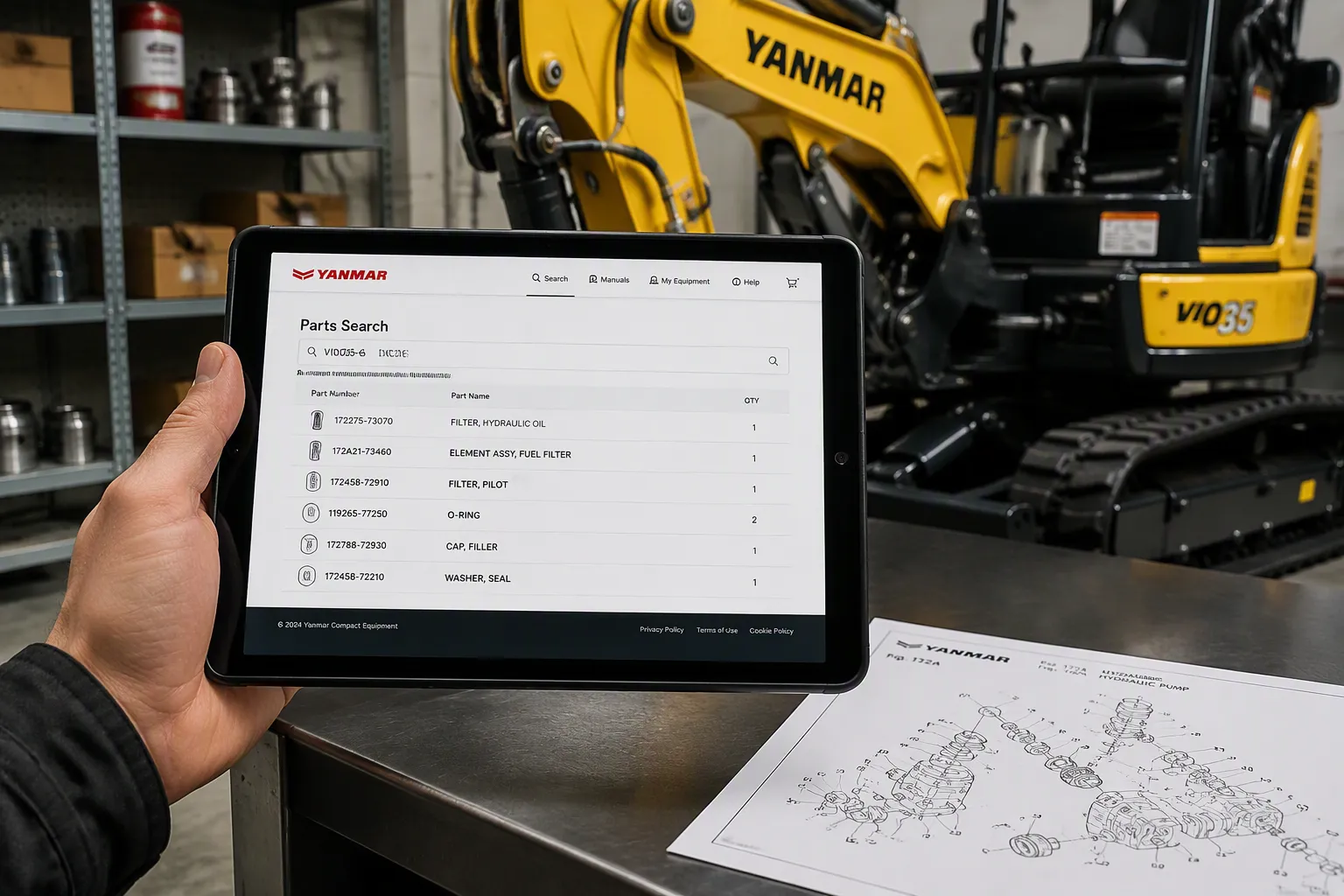 Find Yanmar Excavator Parts by Model Number Easily