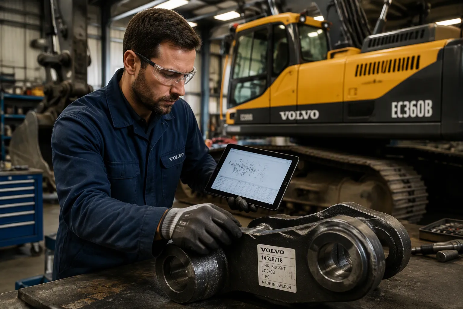 Onderdelen van de Volvo EC360B graafmachine identificeren, eenvoudig gemaakt.