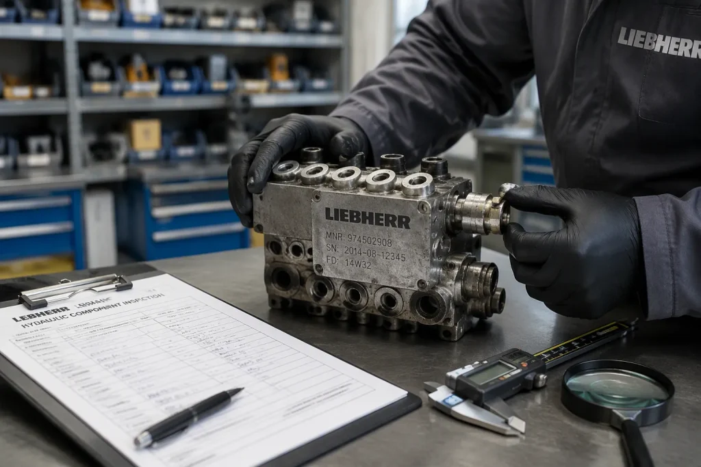 Review Identification and Records for Used Liebherr Excavator Hydraulic Valves