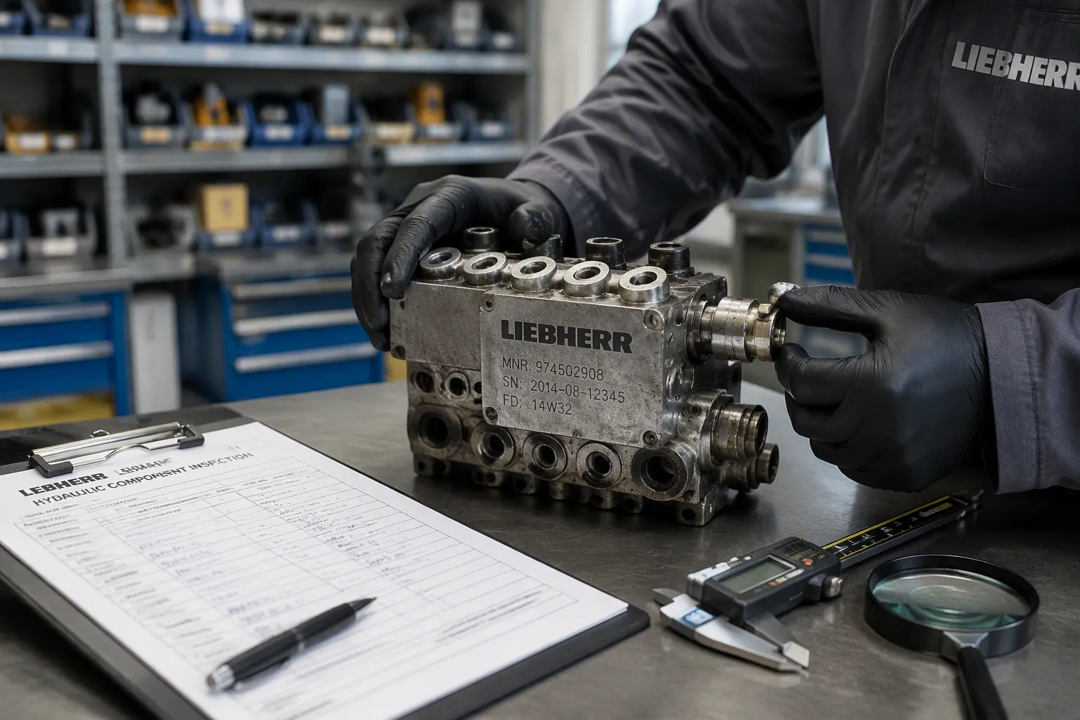 Review Identification and Records for Used Liebherr Excavator Hydraulic Valves