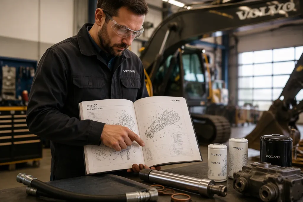 Wie man einen Volvo-Bagger-Ersatzteilkatalog liest